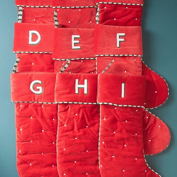Red Velvet Christmas Stockings with Letters